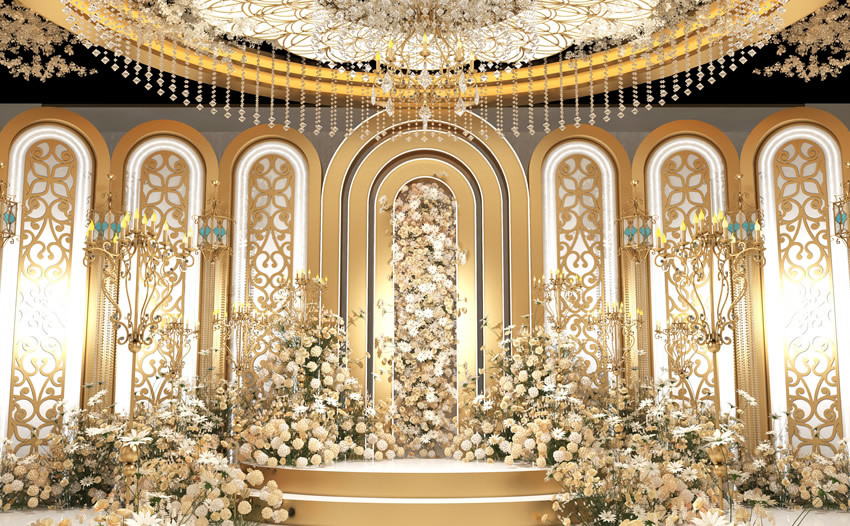 肥城香槟色调婚礼堂效果展示