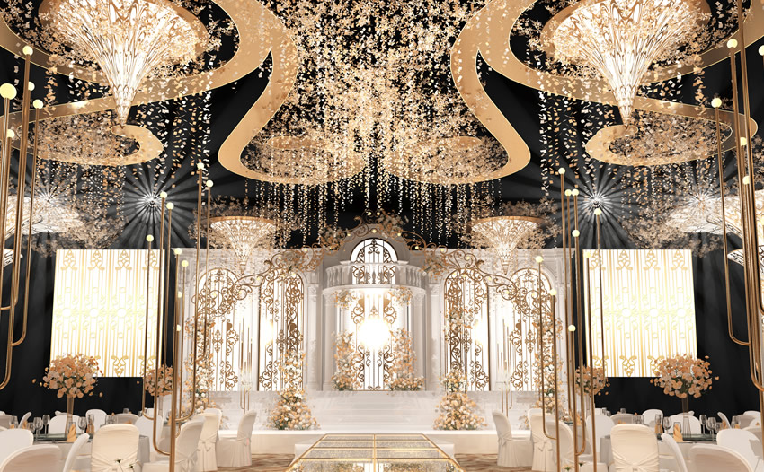 肥城花木兰喜事汇金色大厅效果展示